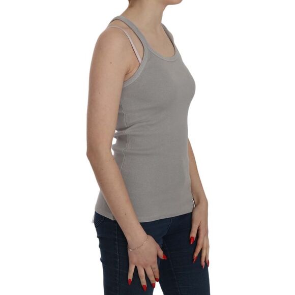 PINK MEMORIES Ribbed Tank Top Sleeveless Casual Top Women Gray Tops & T-Shirts - Picture 2 of 5